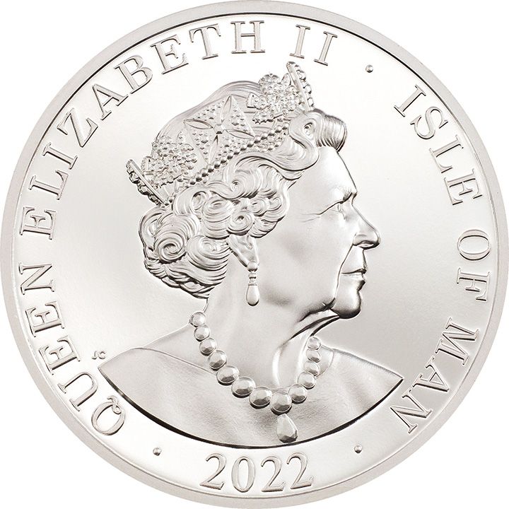 Isle of Man 1 Noble - Elizabeth II Longboat with three birds; Silver Piedfort obverse