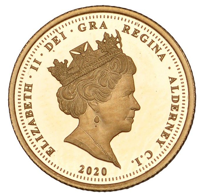 Alderney ¼ Sovereign - Elizabeth II VE Day obverse