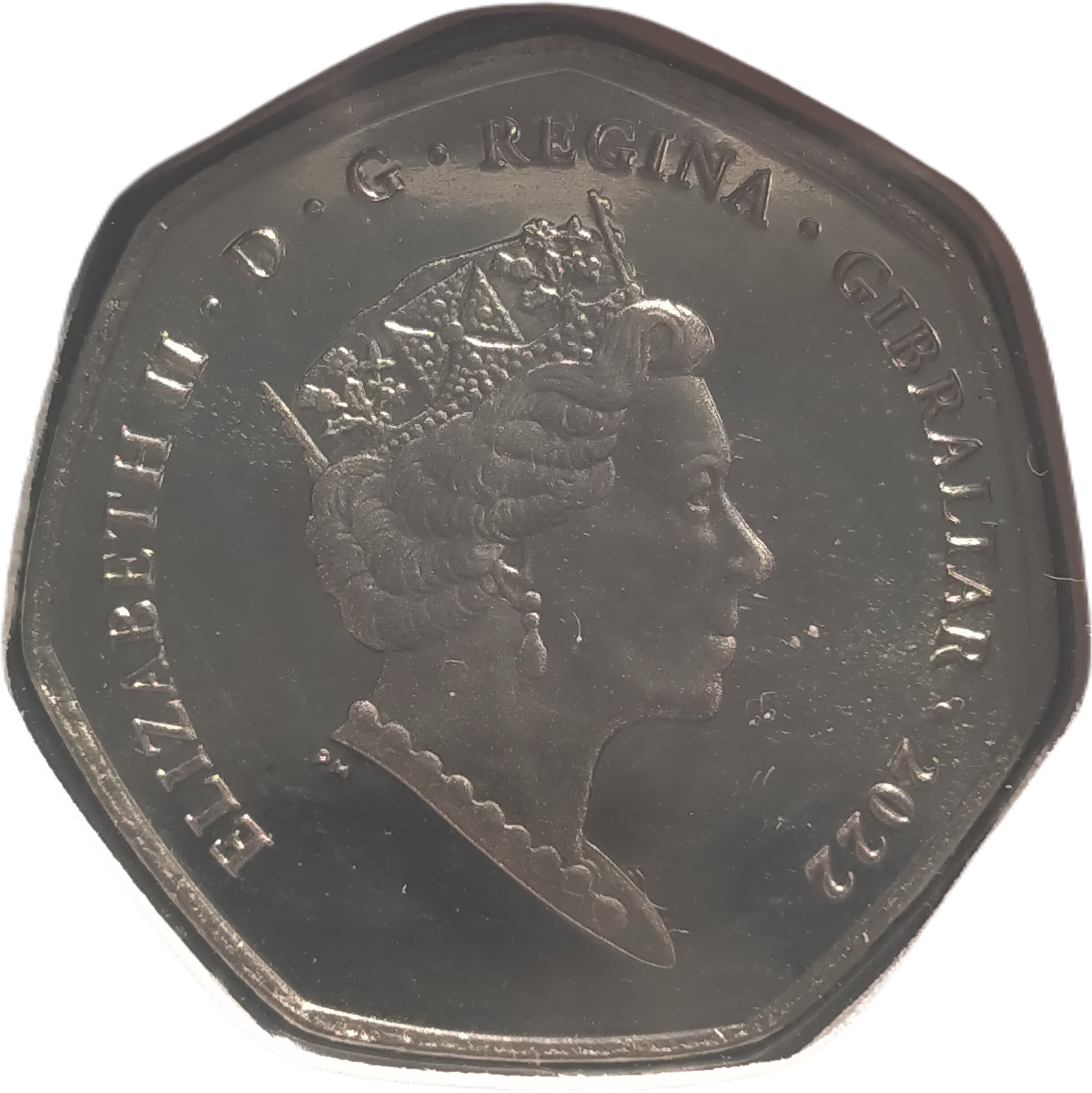Gibraltar 50 Pence - Elizabeth II Grandpa's Great Escape obverse