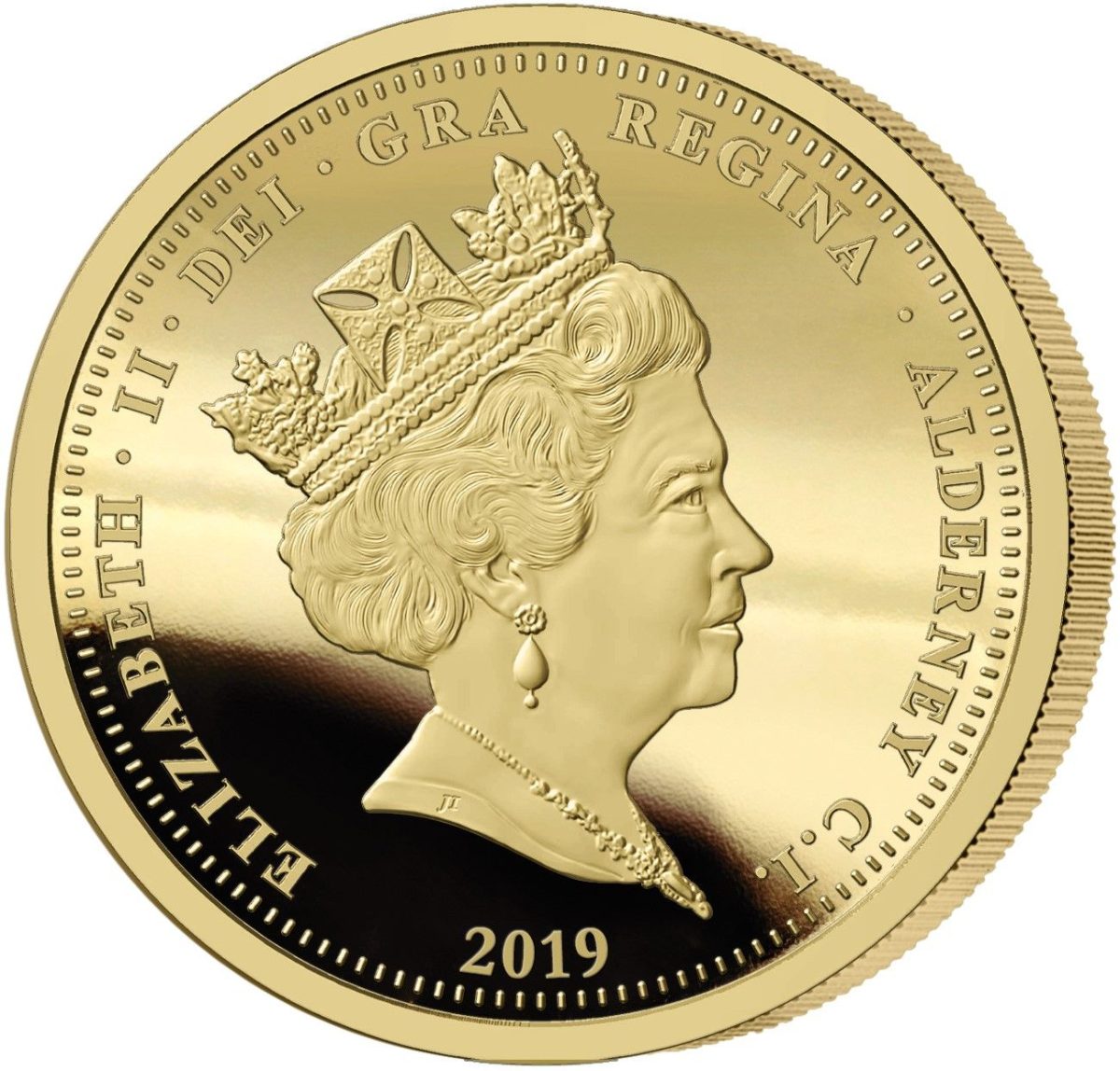 Alderney 50 Pounds - Elizabeth II Una and the Lion obverse