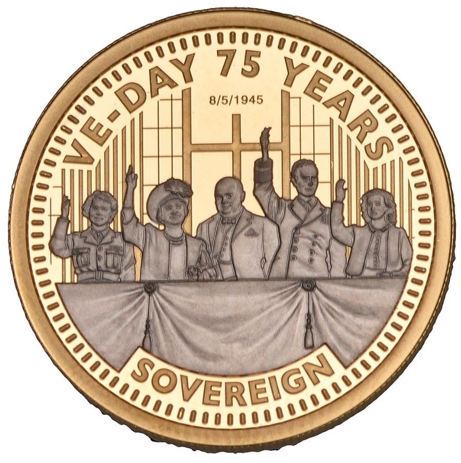 Alderney 1 Sovereign - Elizabeth II VE Day