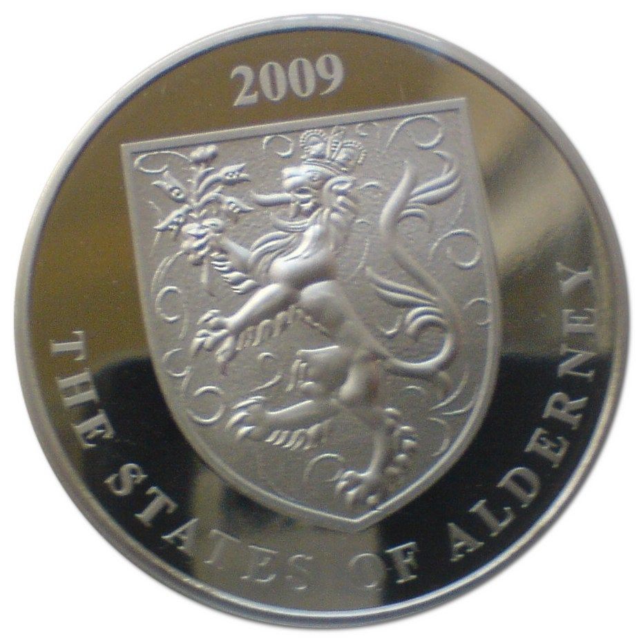 Alderney 5 Pounds - Elizabeth II John Woodward; 2009 Proof obverse