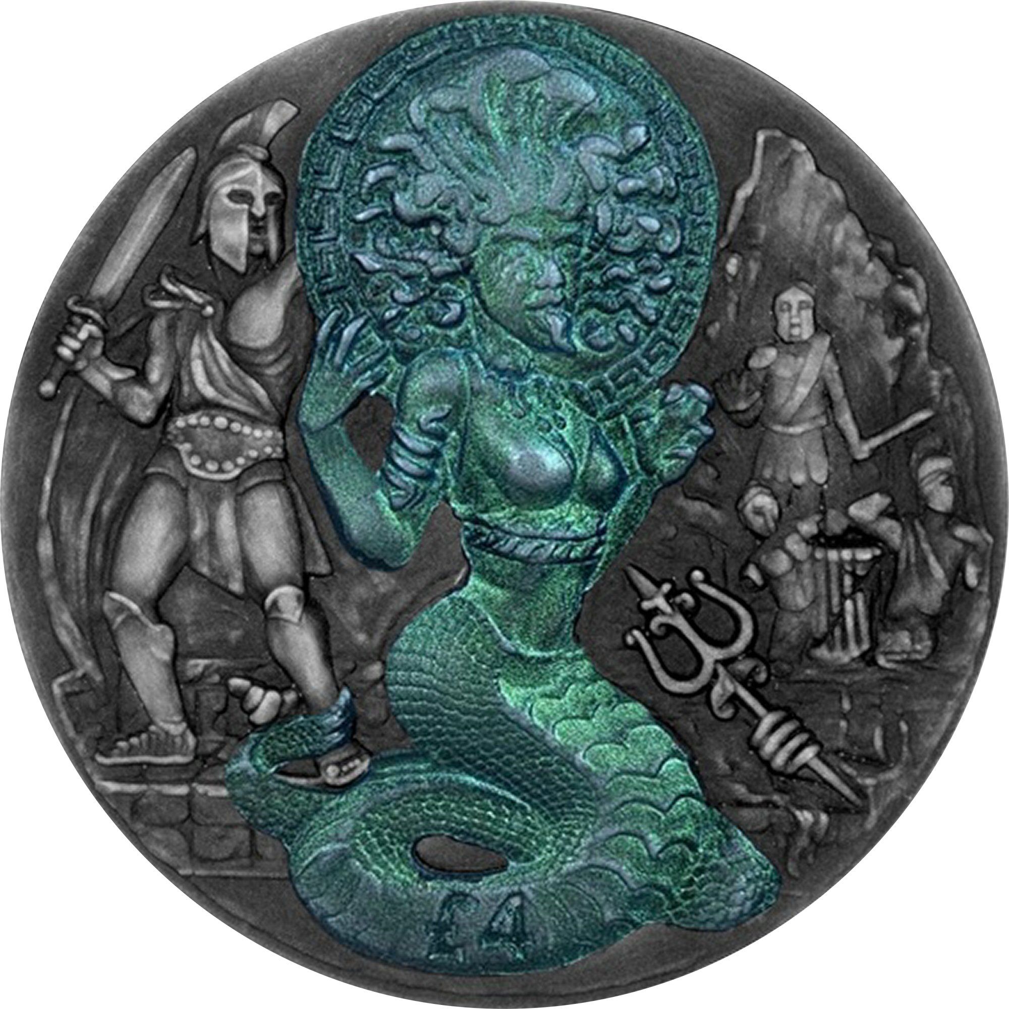 British Indian Ocean Territory 4 Pounds - Elizabeth II Medusa; Coloured