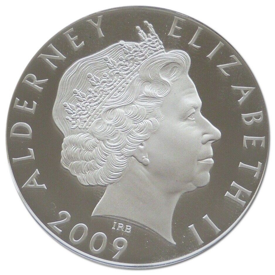 Alderney 5 Pounds - Elizabeth II The Mary Rose; 4th Portrait Silver Proof obverse