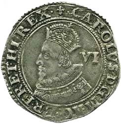 6 Pence - Charles I 1st bust; group A obverse
