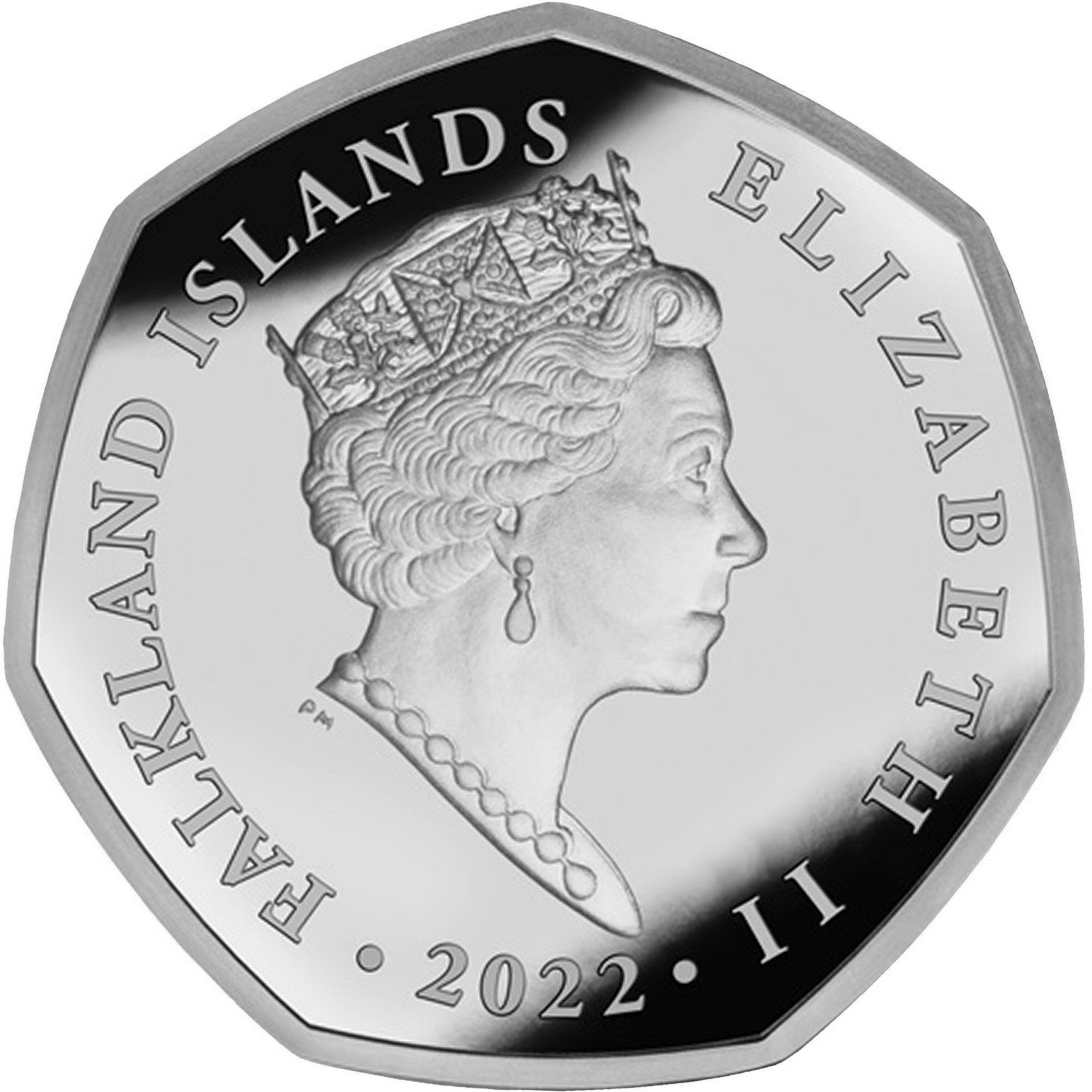 Falkland Islands 50 Pence - Elizabeth II Platinum Jubilee; Silver obverse