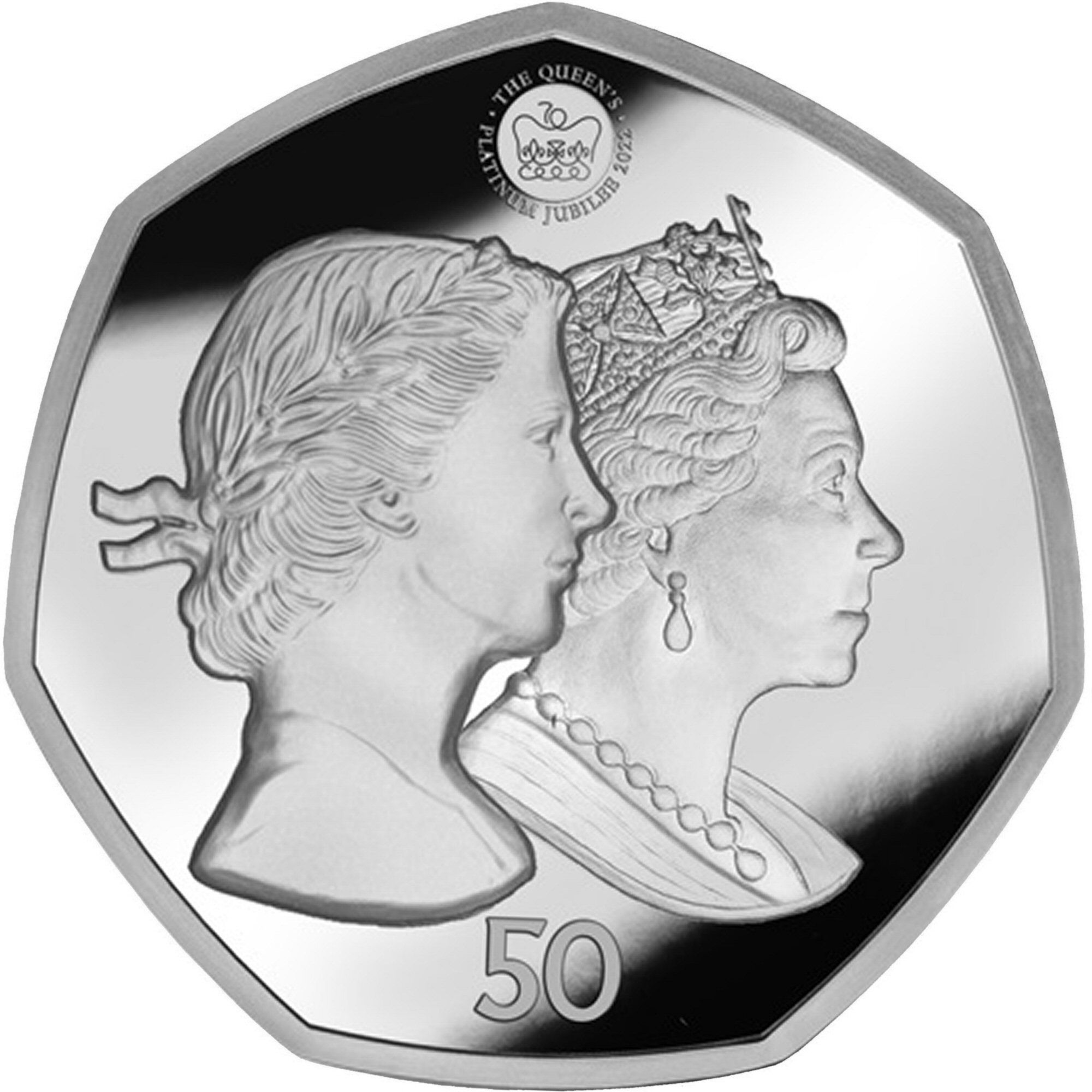 Falkland Islands 50 Pence - Elizabeth II Platinum Jubilee; Silver