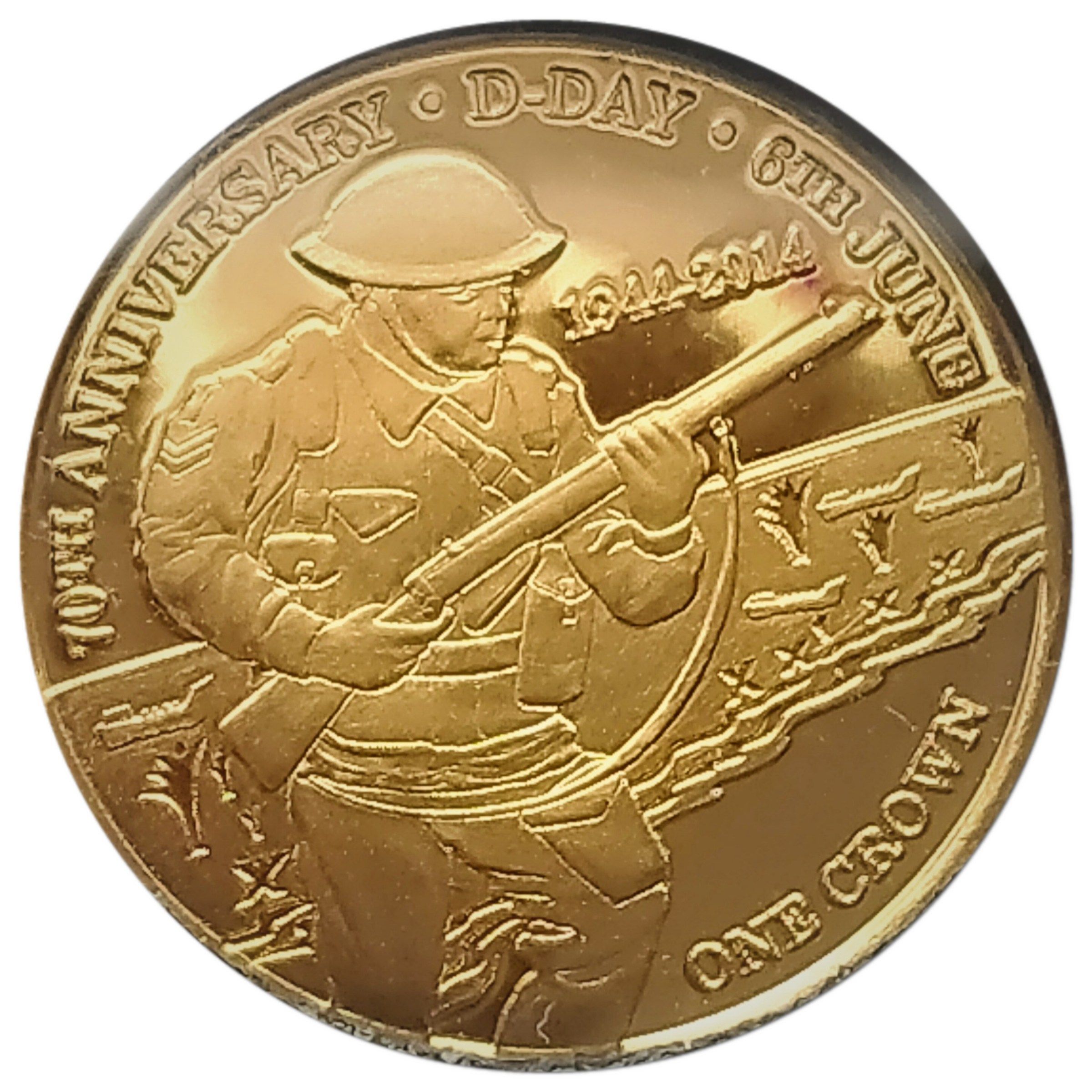 Tristan da Cunha 1 Crown - Elizabeth II D-Day Anniversary; Gold reverse