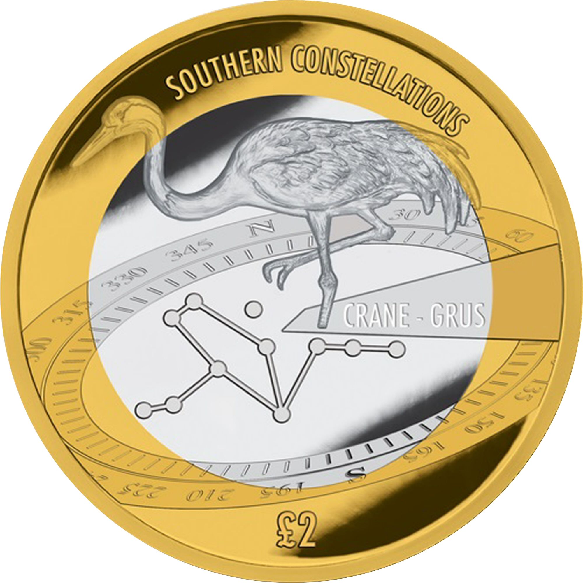 British Antarctic Territory 2 Pounds - Elizabeth II Grus constellation, the Crane