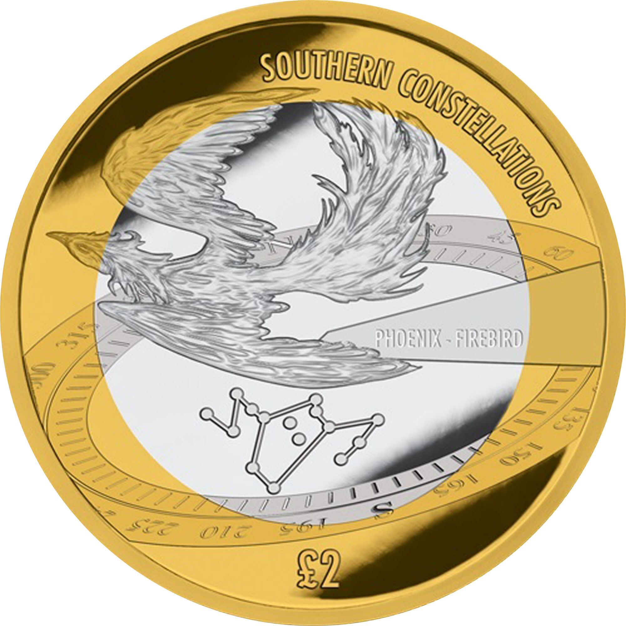 British Antarctic Territory 2 Pounds - Elizabeth II Phoenix constellation, the Firebird reverse