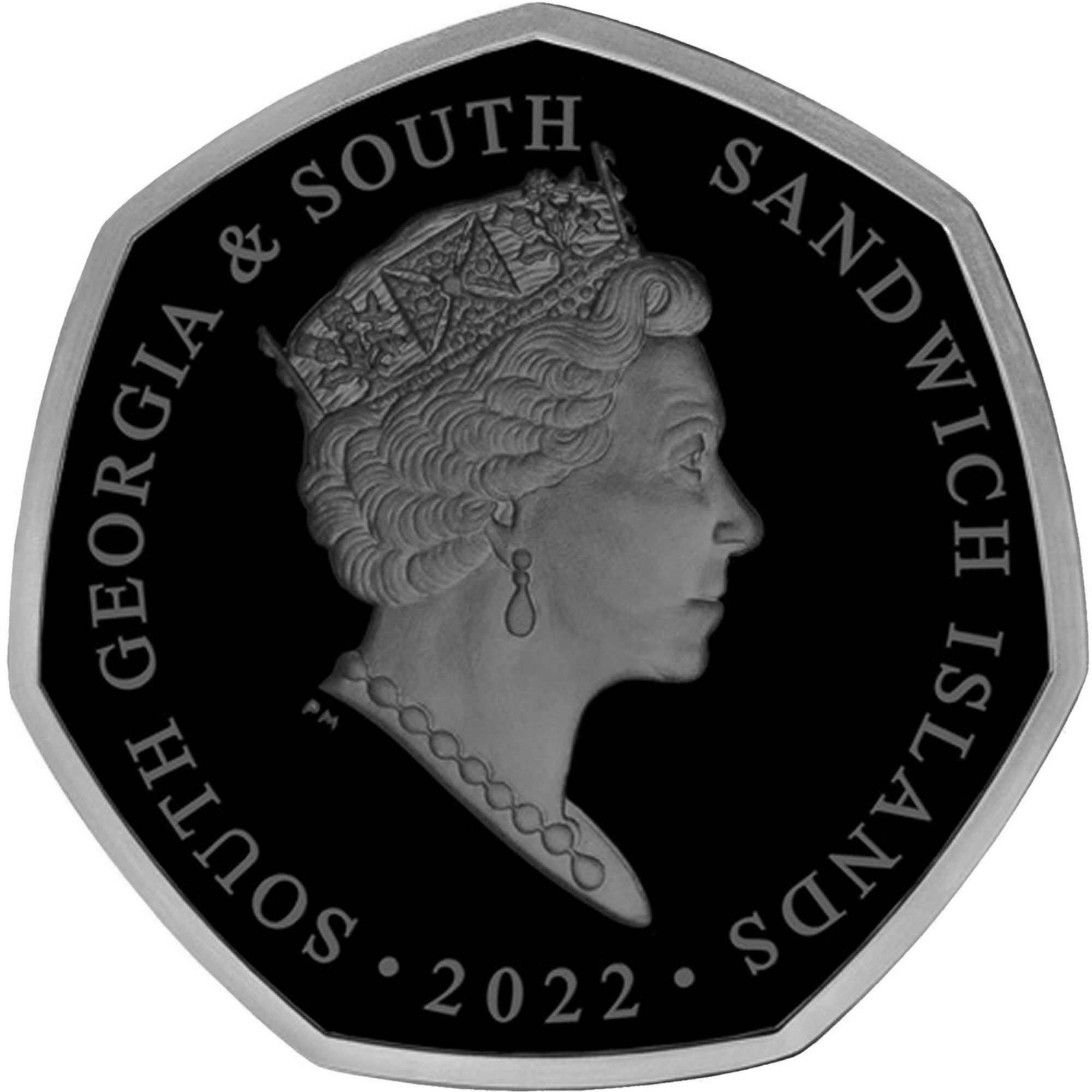 South Georgia and the South Sandwich Islands 50 Pence - Elizabeth II Platinum Jubilee; Coloured obverse