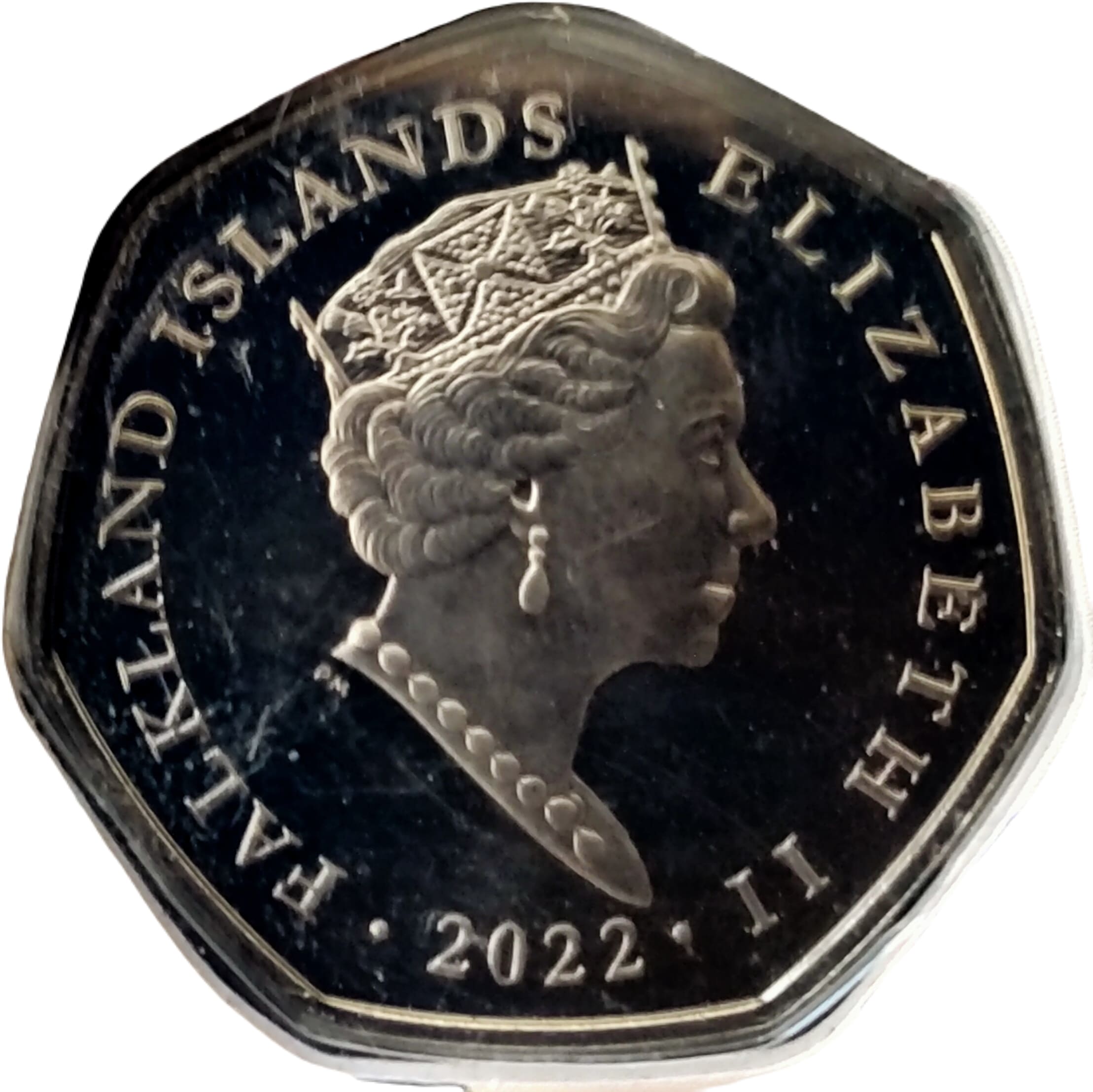 Falkland Islands 50 Pence - Elizabeth II Platinum Jubilee; Coloured obverse