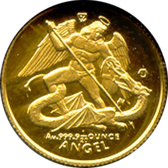 Isle of Man 1/20 Angel - Elizabeth II Archangel Michael facing right