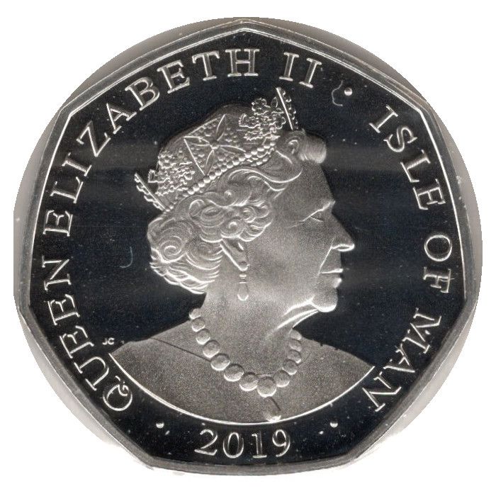 Isle of Man 50 Pence - Elizabeth II Delivery Strike; Silver Proof obverse