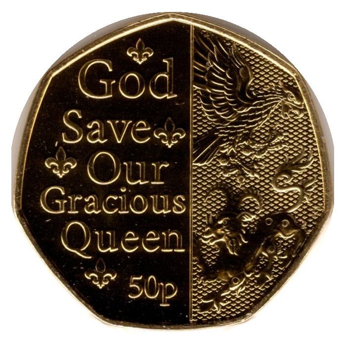 Isle of Man 50 pence - Elizabeth II Platinum Jubilee - God Save Our Gracious Queen; Gold plated