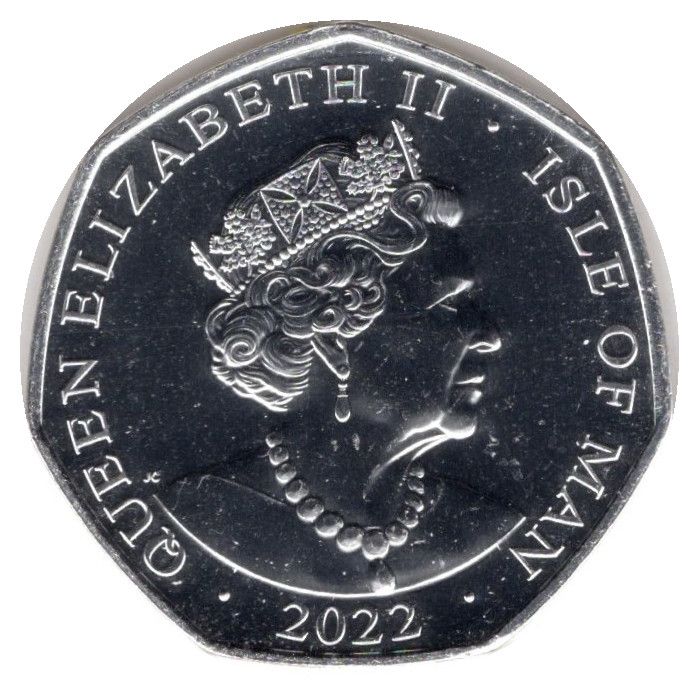 Isle of Man 50 Pence - Elizabeth II Platinum Jubilee - Long to Reign; Silver and Gold plated obverse
