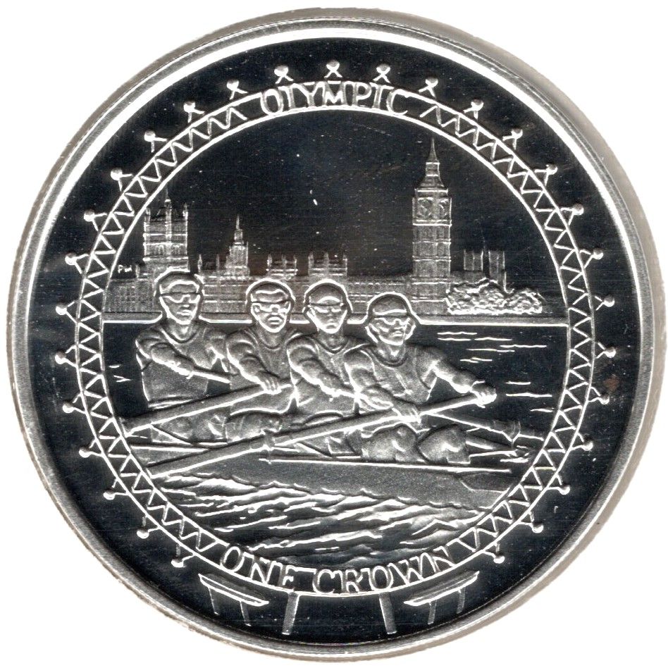 Isle of Man 1 Crown - Elizabeth II London Olympics 2012 - Rowing; Silver Proof