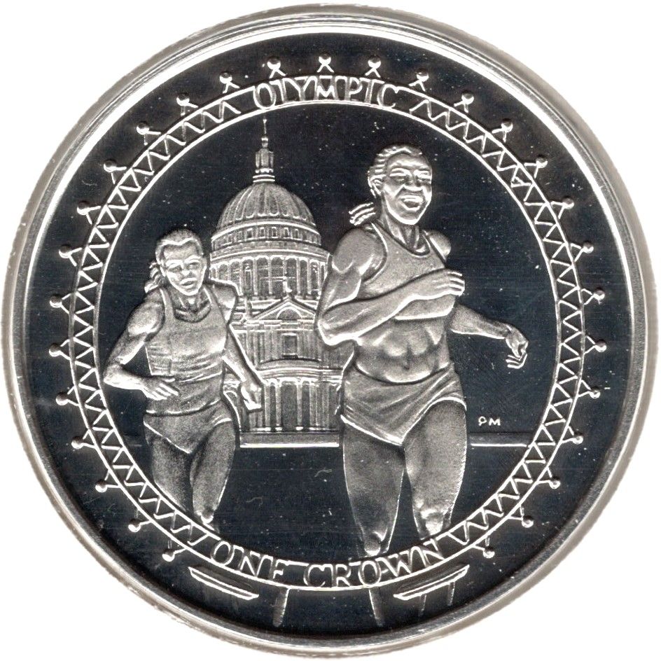 Isle of Man 1 Crown - Elizabeth II London Olympics 2012 - Running; Silver Proof