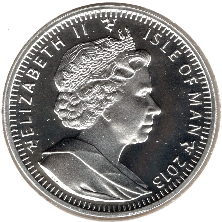 Isle of Man 1 Crown - Elizabeth II Alpine Skiing; Silver Proof obverse