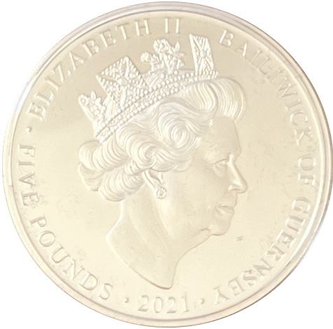 Guernsey 5 Pounds - Elizabeth II 95th Birthday; Silver proof obverse