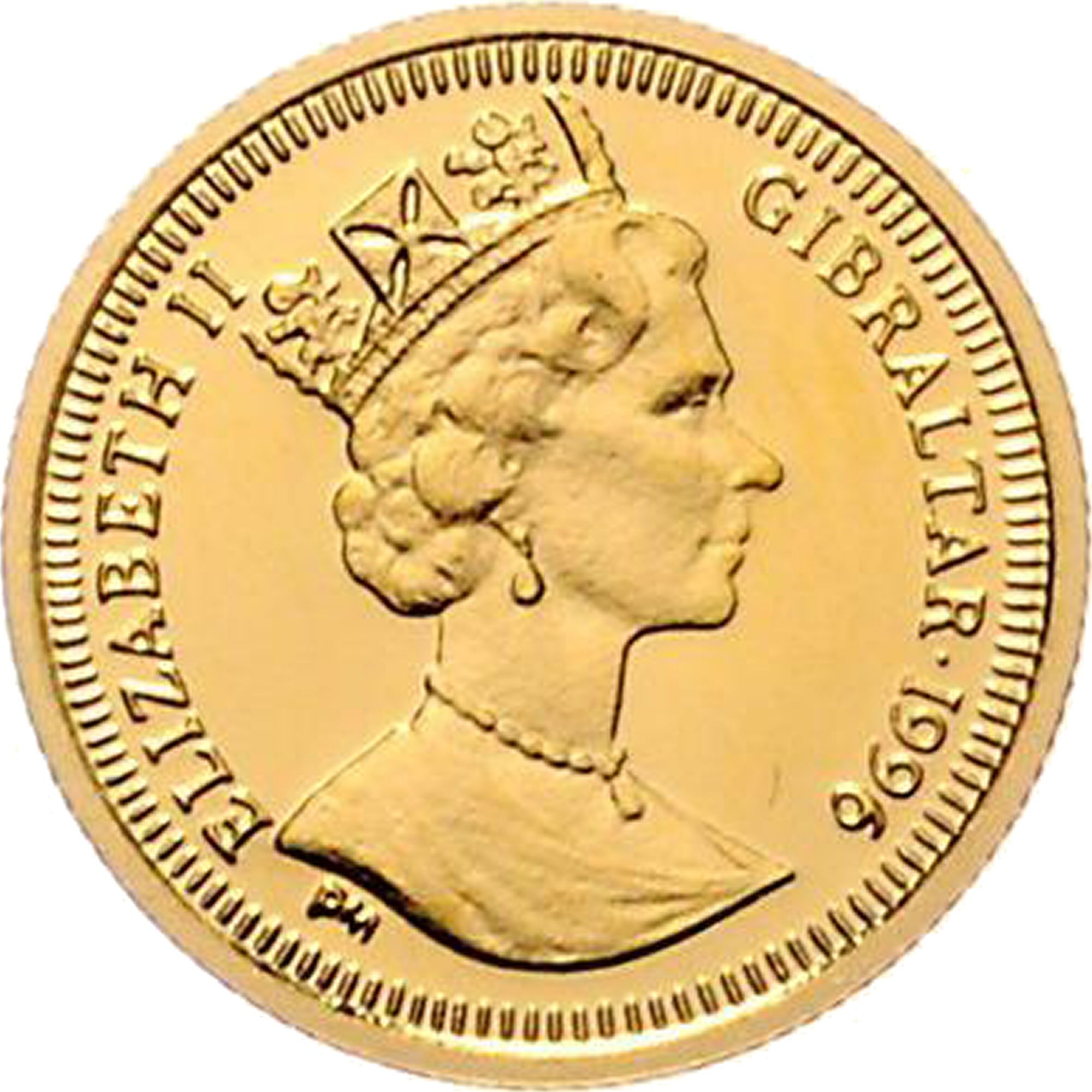 Gibraltar 15 ECUs - Elizabeth II Golden Hind obverse