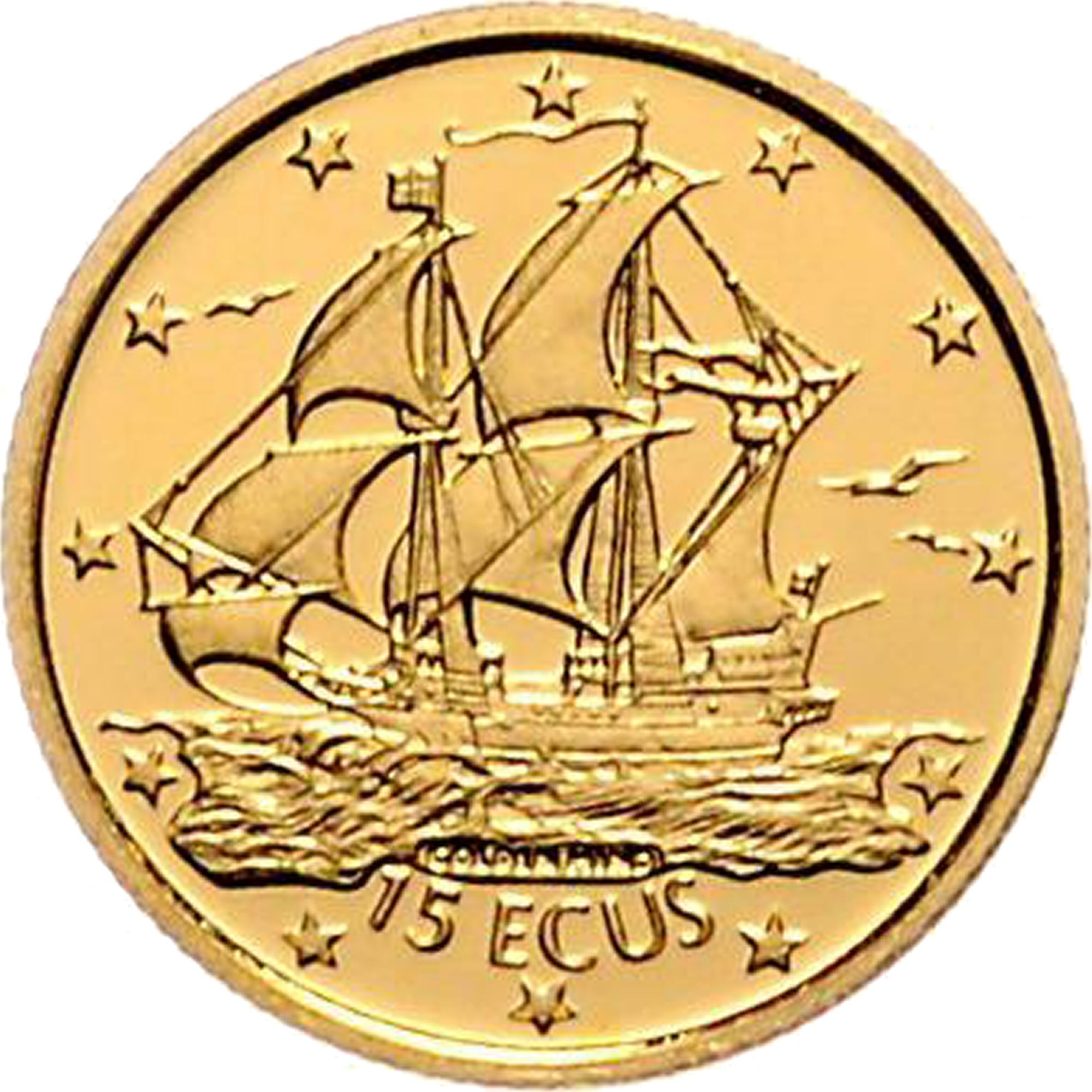 Gibraltar 15 ECUs - Elizabeth II Golden Hind reverse