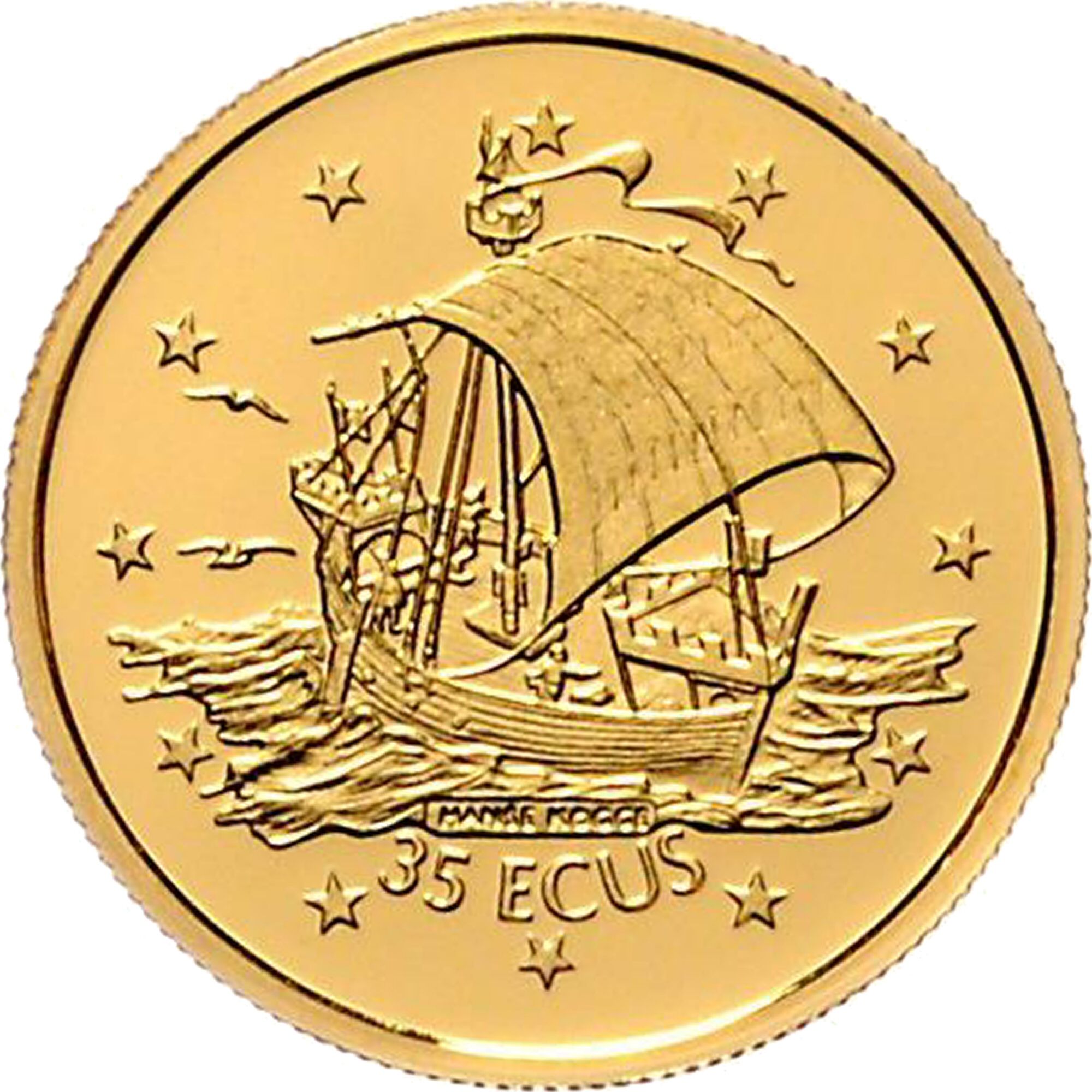 Gibraltar 35 ECUs - Elizabeth II Hanse Kogge reverse