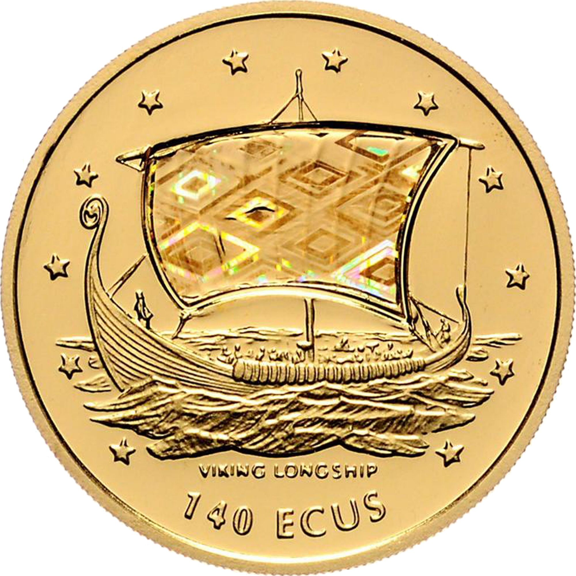 Gibraltar 140 ECUs - Elizabeth II Viking Longship reverse
