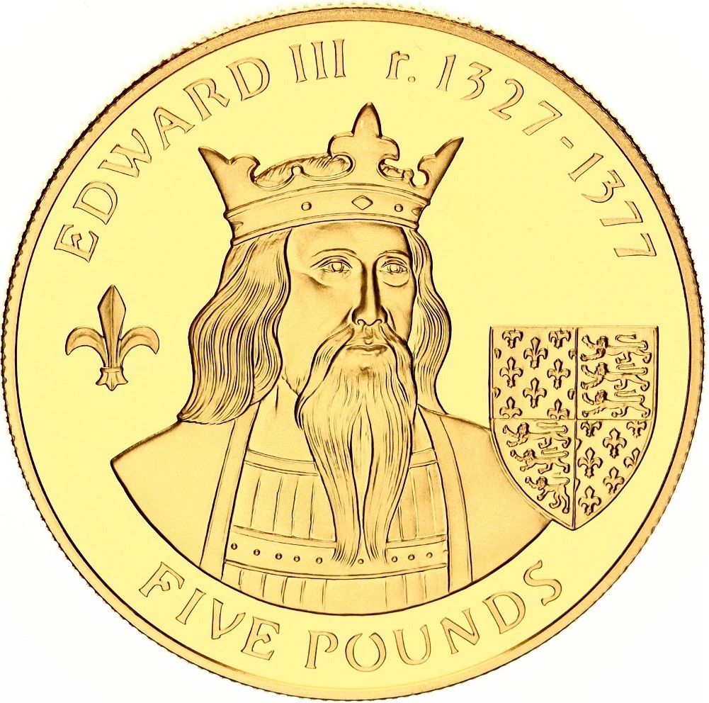 Alderney 5 Pounds - Elizabeth II Edward III reverse