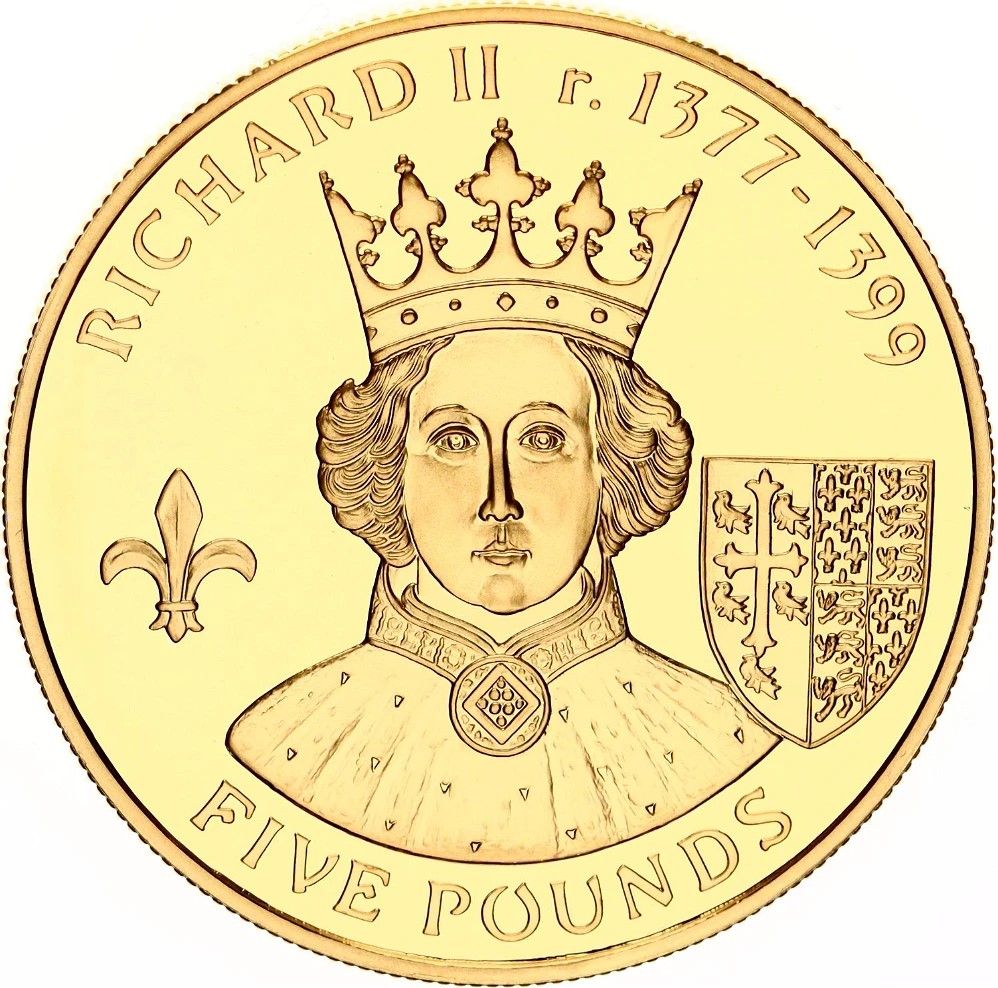 Alderney 5 Pounds - Elizabeth II Richard II reverse