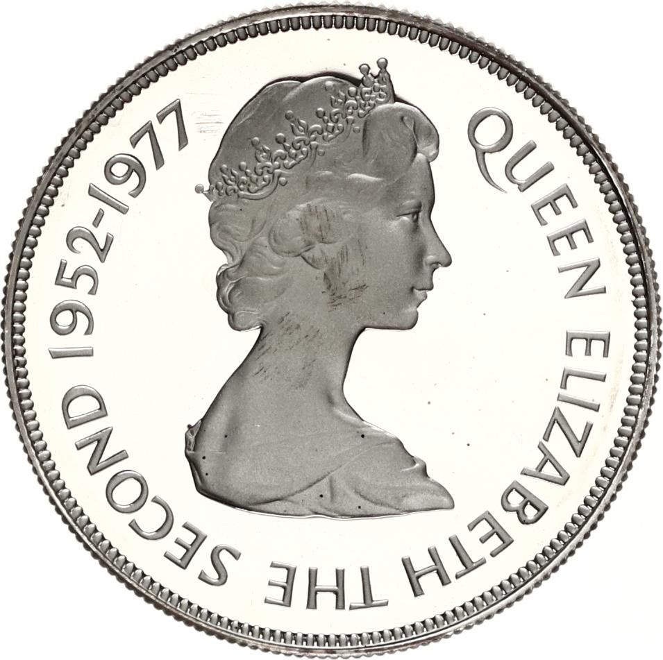 Gibraltar 25 Pence - Elizabeth II Silver Jubilee; Silver Proof obverse