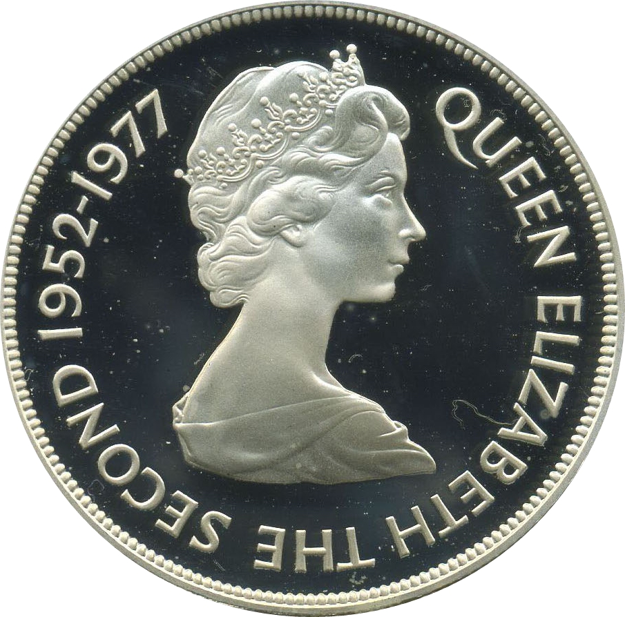 Tristan da Cunha 25 Pence - Elizabeth II Silver Jubilee; Silver Proof obverse