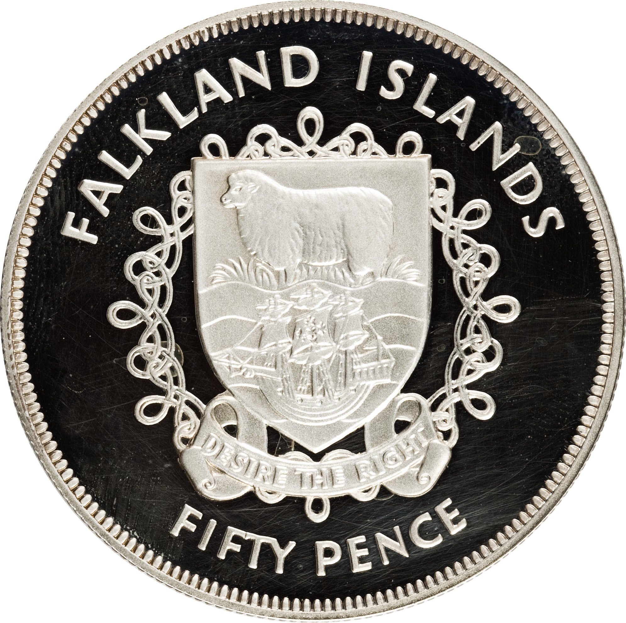 Falkland Islands 50 Pence - Elizabeth II Silver Jubilee; Silver Proof Issue