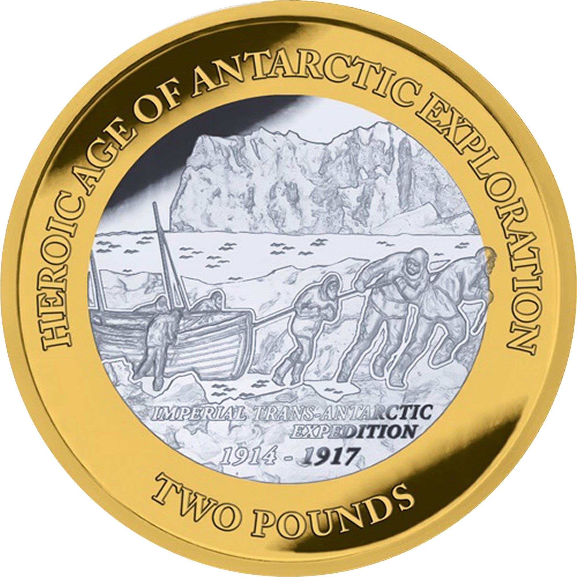 South Georgia and the South Sandwich Islands 2 Pounds - Elizabeth II Imperial Trans-Antarctic expedition; Silver