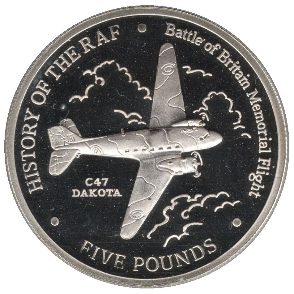 Gibraltar 5 Pounds - Elizabeth II History of the RAF - C47 Dakota