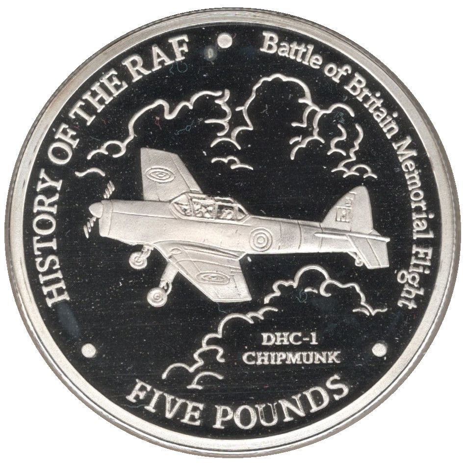 Gibraltar 5 Pounds - Elizabeth II History of the RAF - DHC-1 Chipmunk