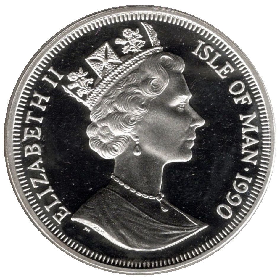 Isle of Man 1 Crown - Elizabeth II Queen Mother; Silver Proof obverse