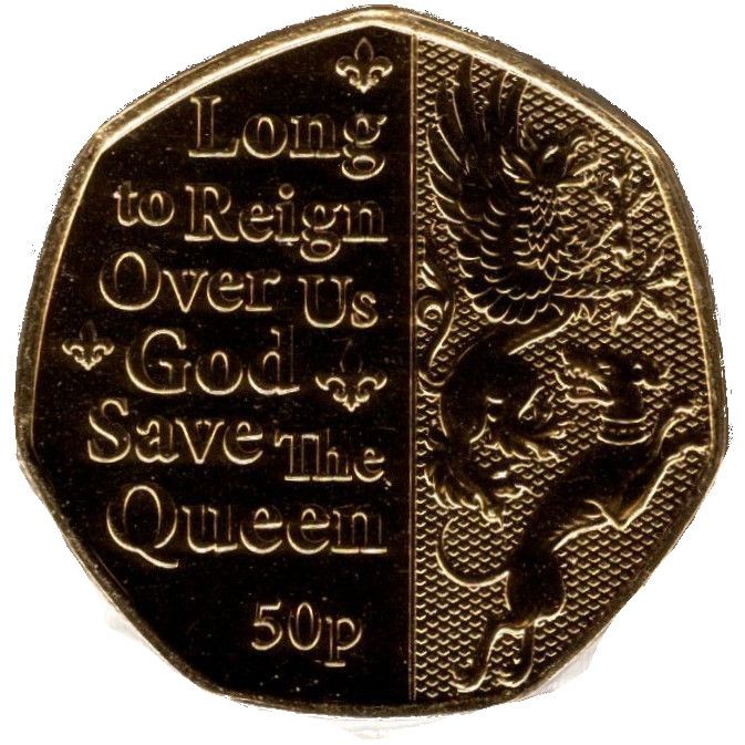 Isle of Man 50 Pence - Elizabeth II Platinum Jubilee - Long to Reign; Gold plated reverse