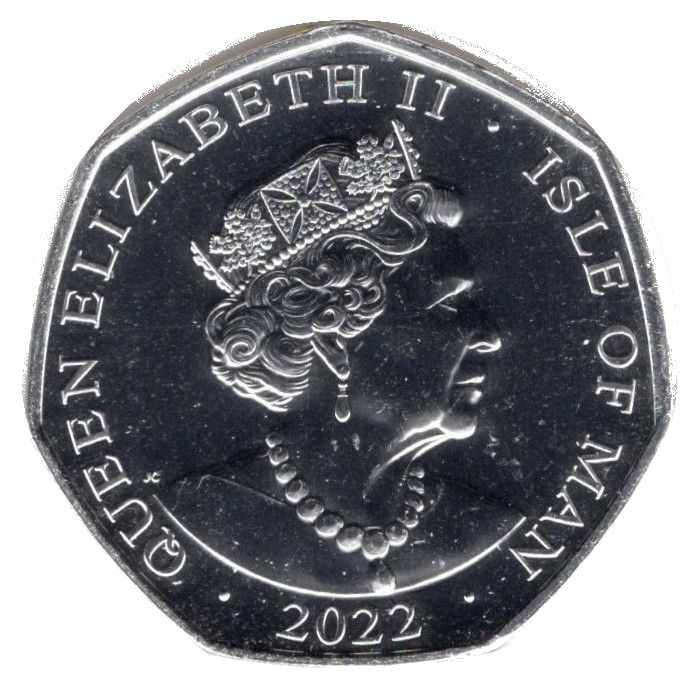Isle of Man 50 Pence - Elizabeth II Platinum Jubilee - Long Live Our Noble Queen; Silver and Gold Plated obverse