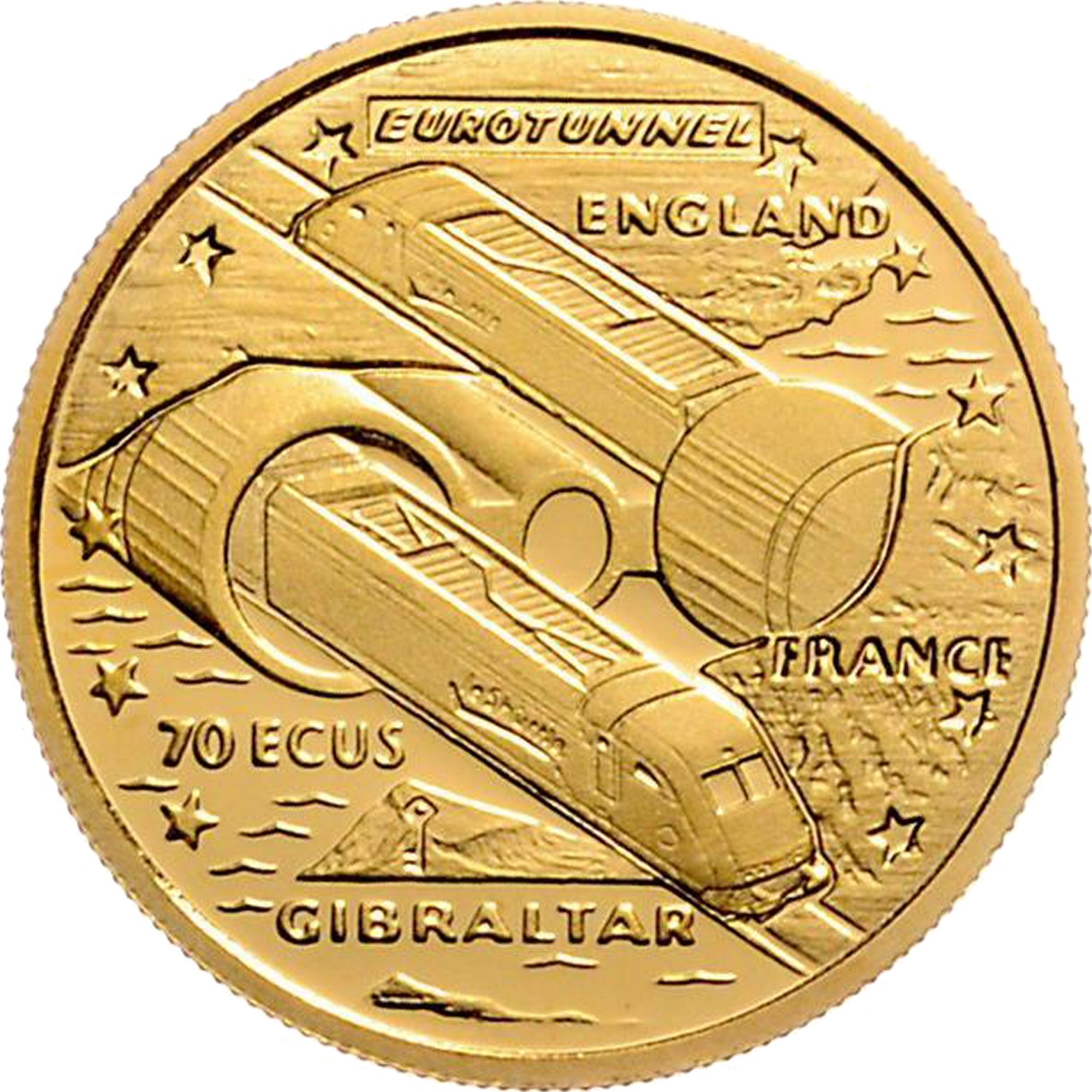 Gibraltar 70 ECUs - Elizabeth II Eurotunnel