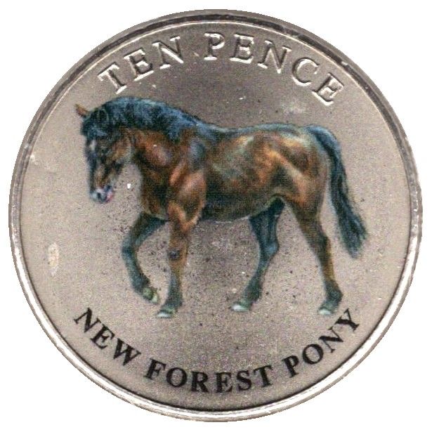 Guernsey 10 Pence - Elizabeth II New Forest Pony; Colourised reverse