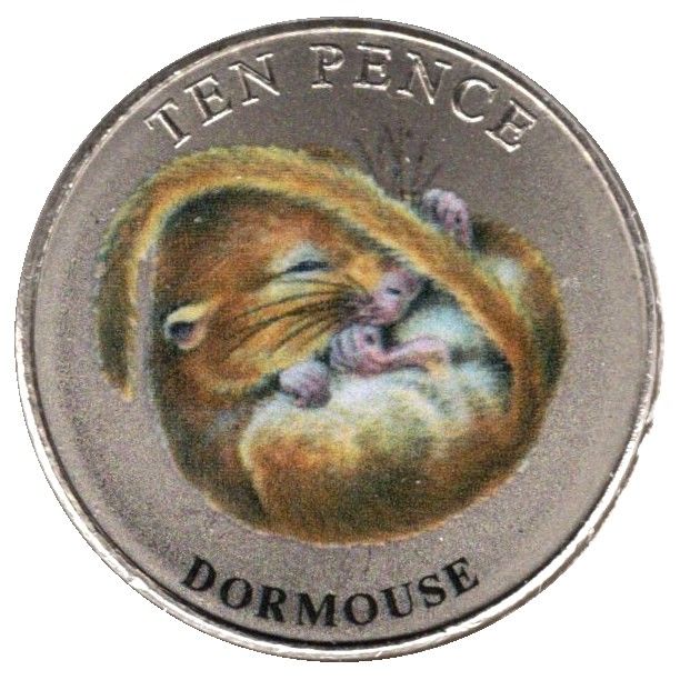 Guernsey 10 Pence - Elizabeth II Dormouse; Colourised reverse
