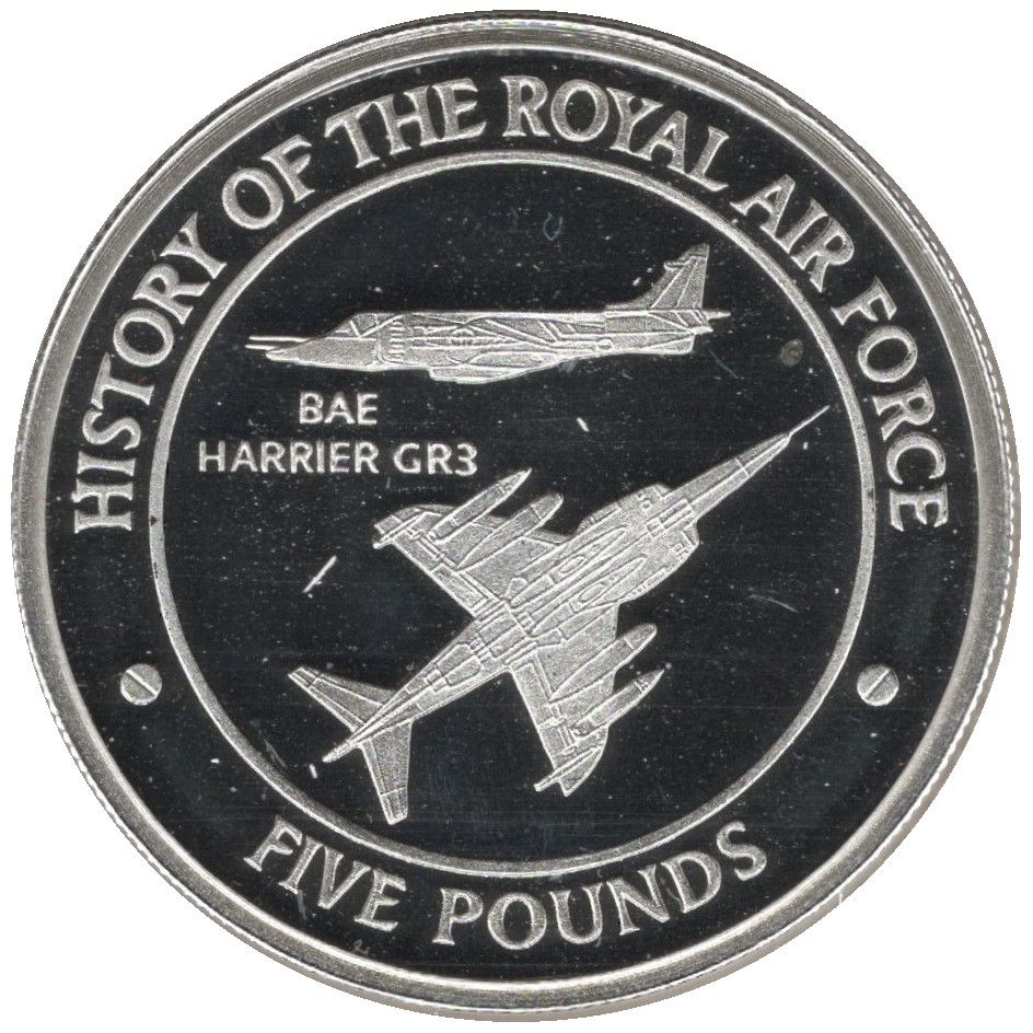 Gibraltar 5 Pounds - Elizabeth II BAE Harrier GR3