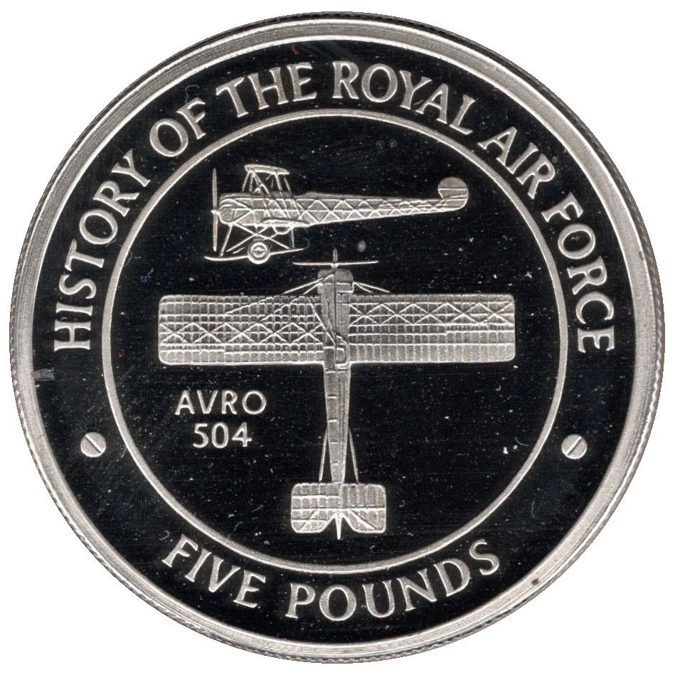 Gibraltar 5 Pounds - Elizabeth II AVRO 504