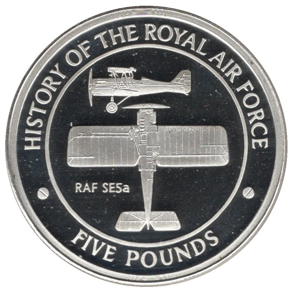 Gibraltar 5 Pounds - Elizabeth II RAF SE5a reverse
