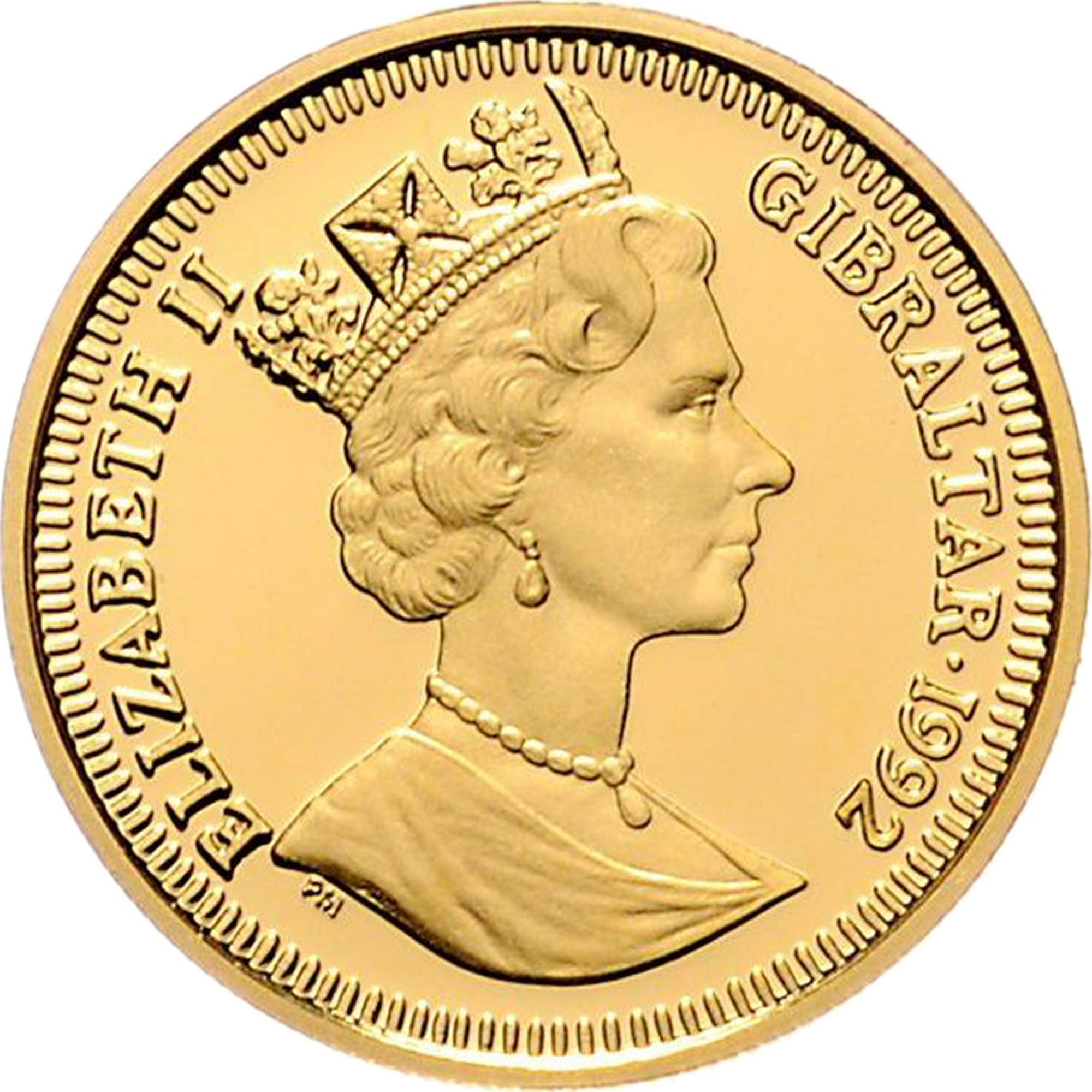 Gibraltar 70 ECUs / 50 Pounds - Elizabeth II Charlemagne, facing right obverse