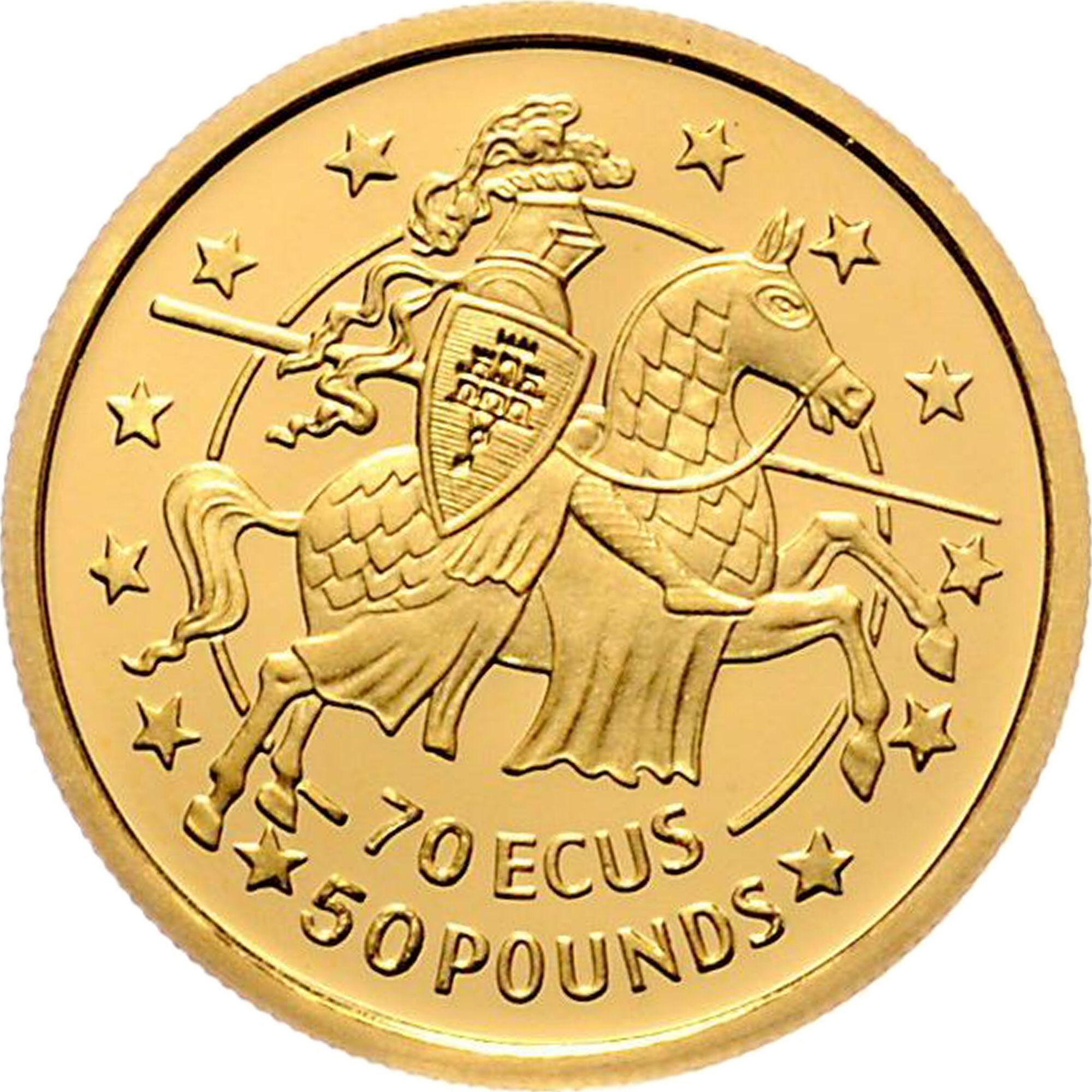 Gibraltar 70 ECUs / 50 Pounds - Elizabeth II Charlemagne, facing right