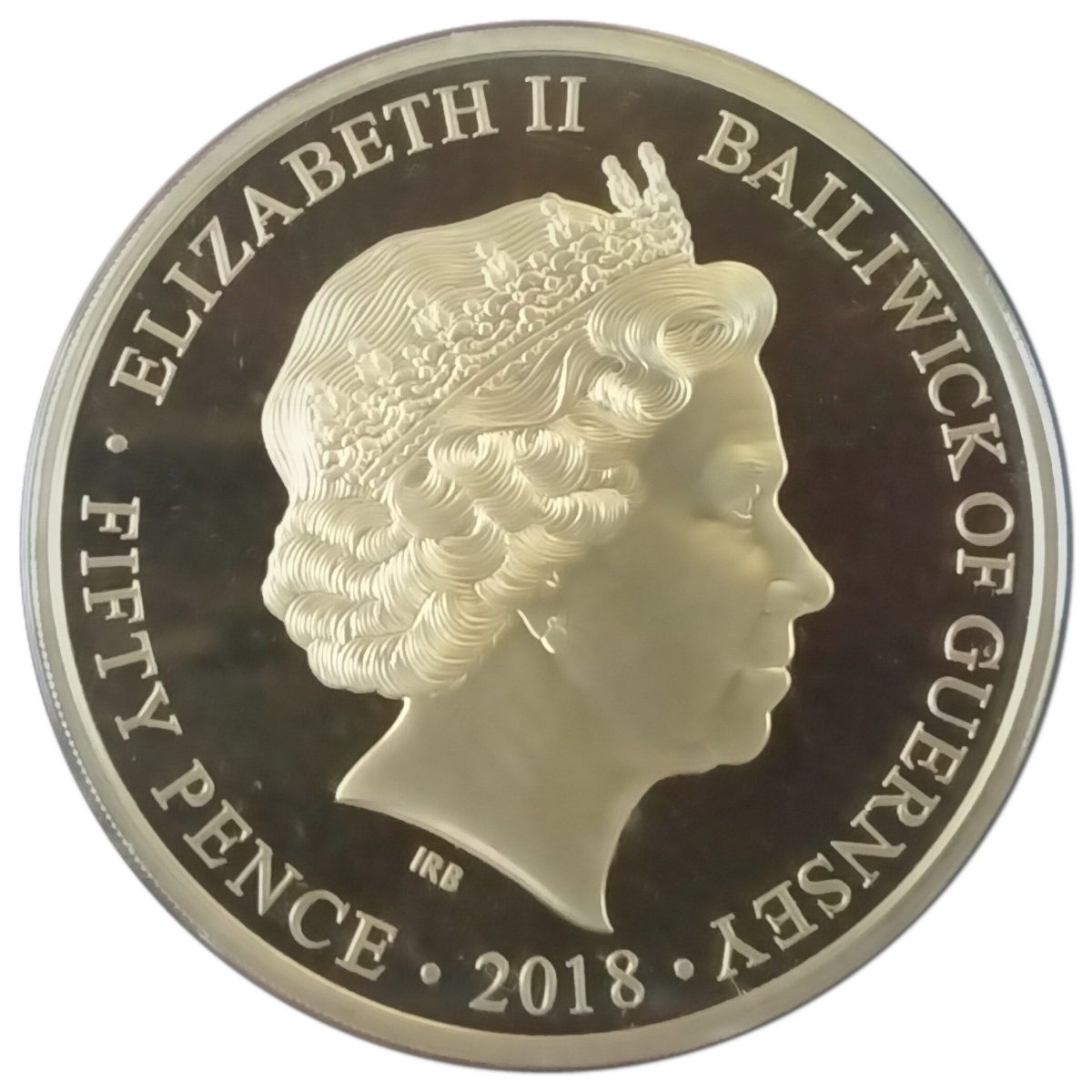 Guernsey 50 Pence - Elizabeth II Coronation - Waving From Buckingham Palace Balcony obverse