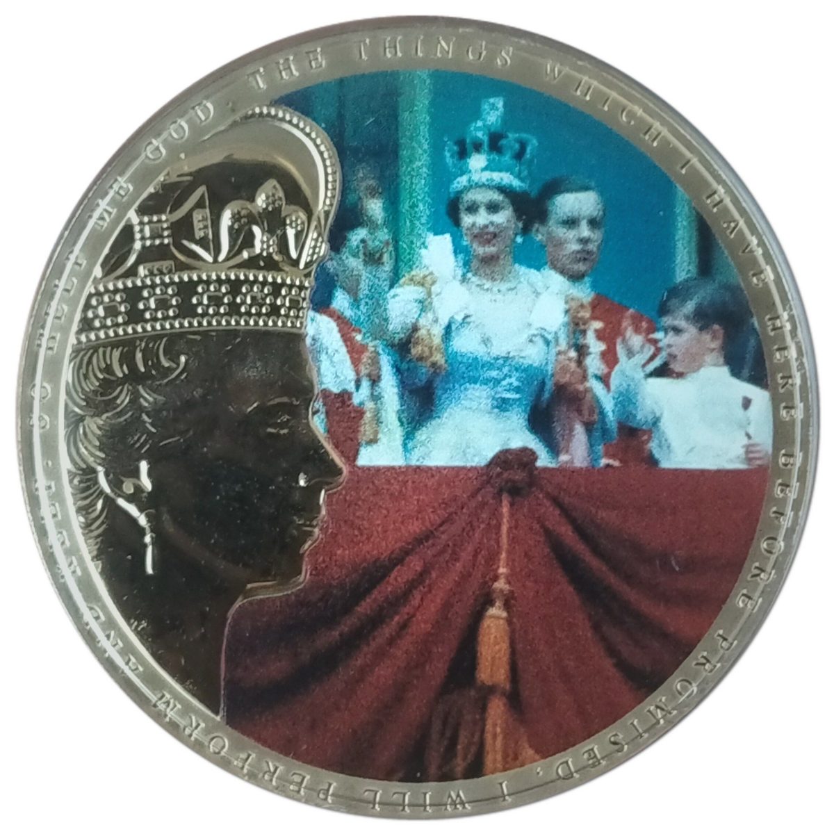 Guernsey 50 Pence - Elizabeth II Coronation - Waving From Buckingham Palace Balcony reverse