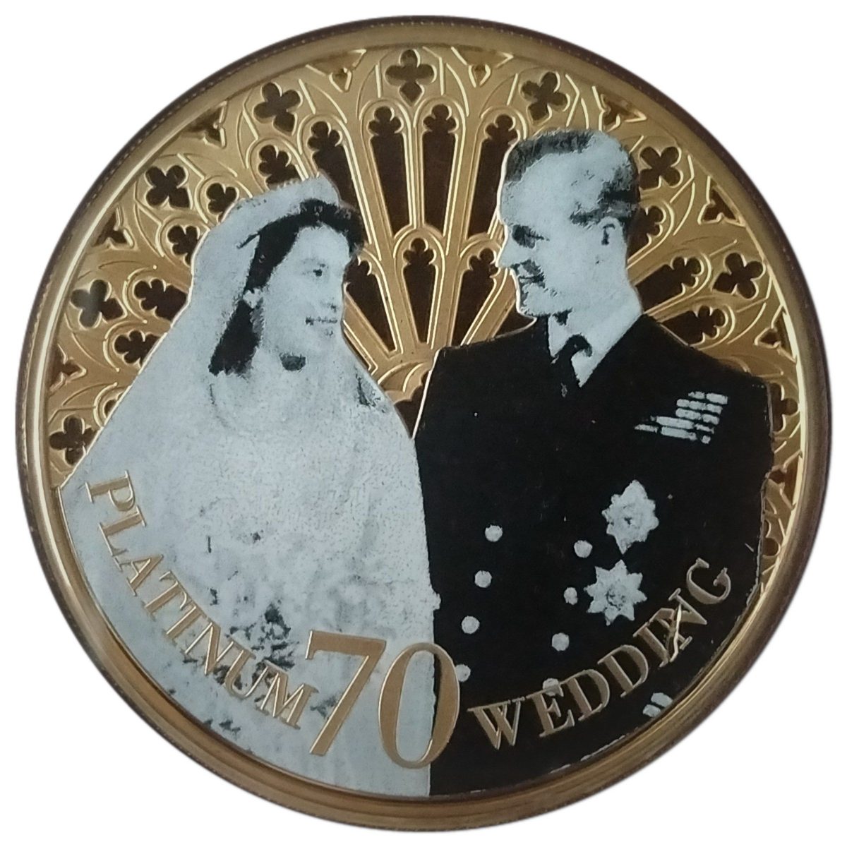 Guernsey 50 Pence - Elizabeth II Platinum Wedding - Wedding Portrait 1947 reverse